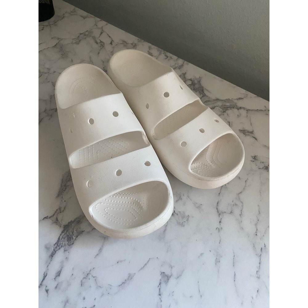 Crocs Classic Sandal White Two Strap Slide Mens 13 206761-100